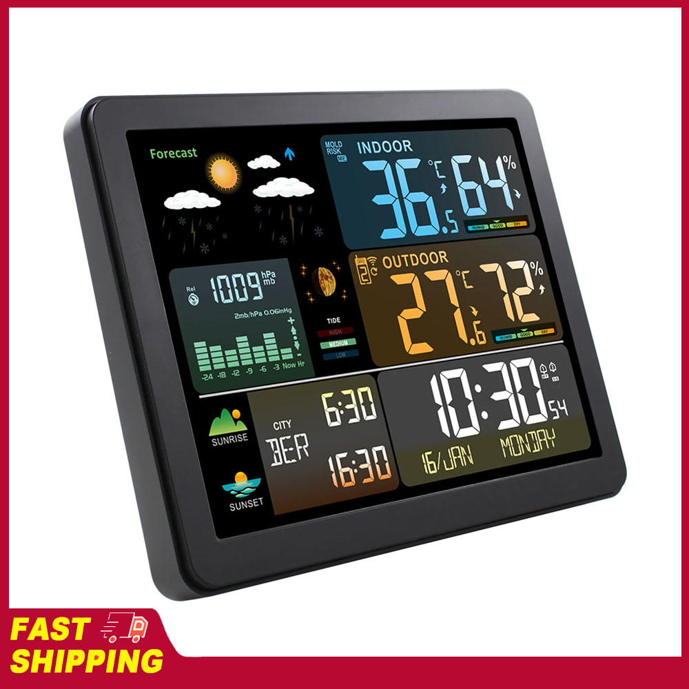 Weather Station Indoor - Reloj Meteorológico Multifuncional con Pantalla a